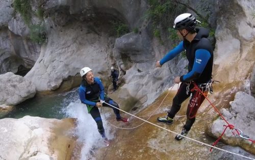 abseiling canyoning in gours du ray easy half day canyoning trip greolieres