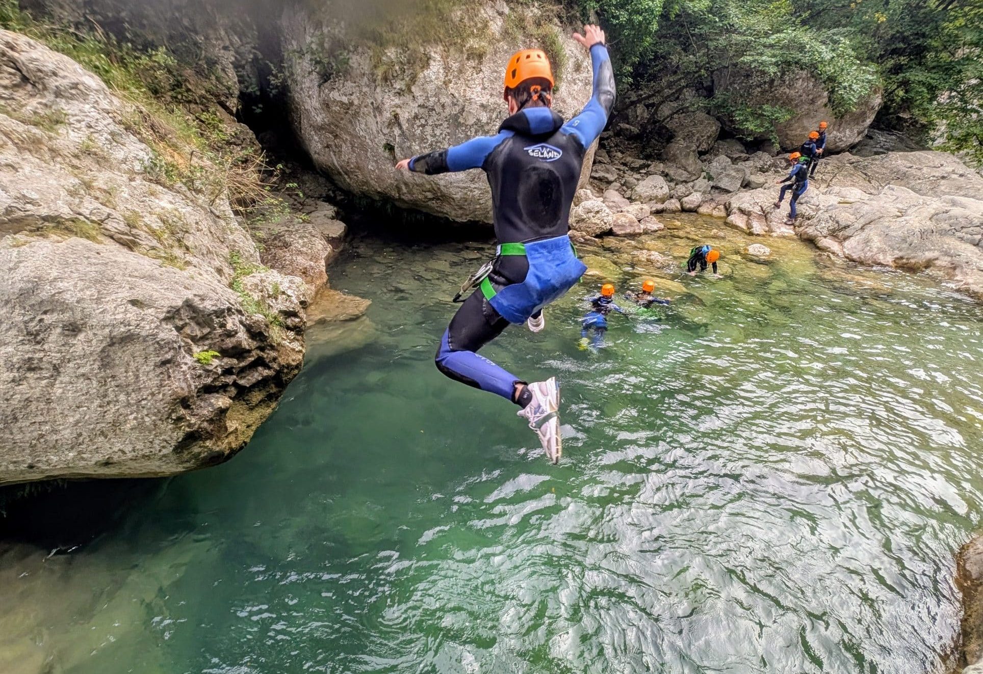 Active canyoning alpes maritimes jump sporty travelers