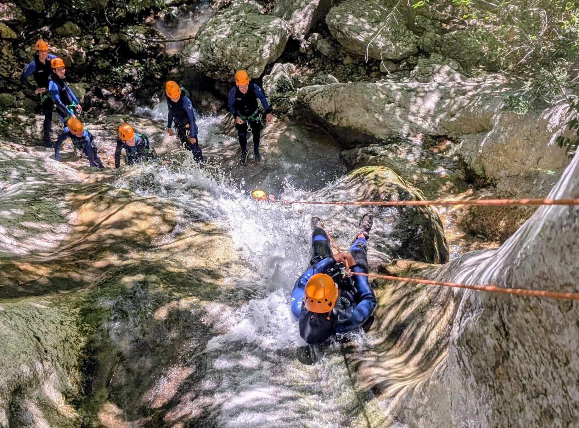 abseiling in loup canyon french riviera