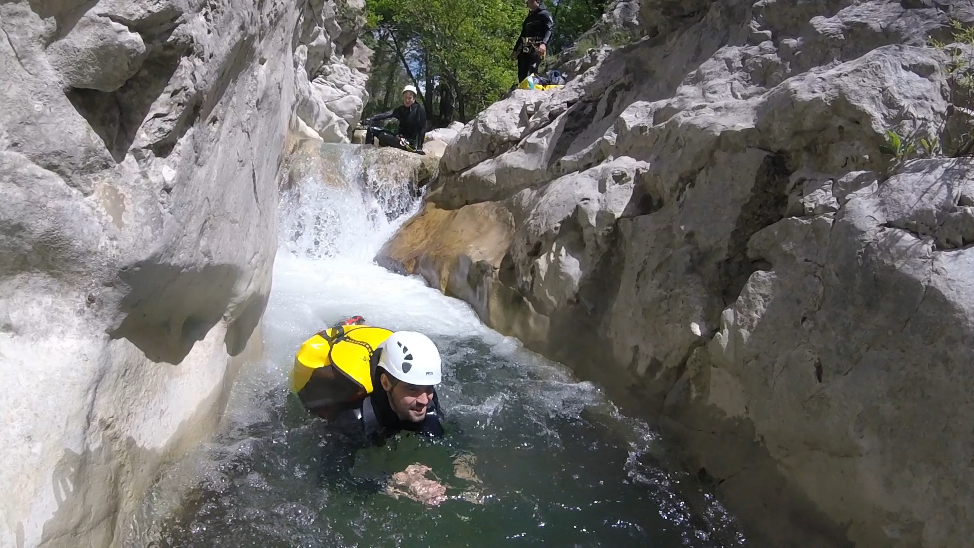 swimming in the canyon of Cuebris in the Alpes Maritimes